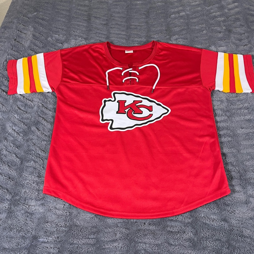 NFL Ultra Game Kansas City Chiefs Women XL Red Lace Up Jersey T-Shirt